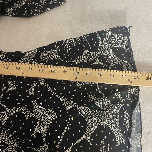 Vintage Y2K Dressbarn Shirt Women Medium Black Floral Silver Sparkle Babydoll - Picture 9 of 11